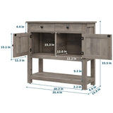 HOSTACK Farmhouse Console Table with 2-Door Cabinet & 2 Drawers, Coffee Bar, Entryway Table with Storage Shelf, Sofa Tables Buffet Sideboard for Kitchen, Hallway, Dining, Living Room, Ash Gray HOSTACK