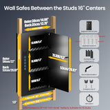 Grimtron Quick Access Wall Safe with Removable Pegboard & Shelfs, Flat Hidden Wall Safes Between The Studs 16" Centers, Black Wall Mount Safe for Valuables Grimtron