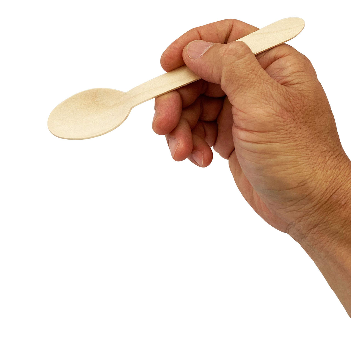KingSeal Disposable Birch Wood Cutlery Spoons, Biodegradable and Earth Friendly, 6.25 Inch Length - 1 Pack of 100 pcs KingSeal