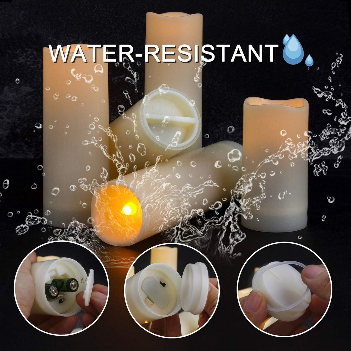 Aignis Flameless LED Candles Battery Operated with 10-Key Remote and Timer, Outdoor Indoor Waterproof for Home/Birthday/Wedding/Holiday Décor, Exquisite Set of 12 (D 2.2'' x H 4''/5''/6''/7'') Aignis