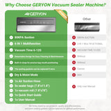 GERYON Vacuum Sealer, Vacuum Sealer Machine for Food Storage with Sealer Bags & Roll, Automatic Food Sealer for Sous Vide, Compact Design, LED Lights, Easy to Clean, Dry & Moist Modes (Silver) GERYON
