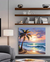eovv 5D Coconut Tree Diamond Art Beach Sunset Diamond Painting Kit for Adults, DIY Full Drill Crystal Rhinestone Arts and Crafts (s12X12) eovv