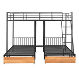 Harper & Bright Designs Metal Triple Bunk Bed with Drawers and Guardrails, Full Over Twin & Twin Bunk Bed for 3, Space-Noise Free, No Box Spring Needed - Black Harper & Bright Designs