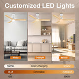 Hoenofly 52” Wood Smart Ceiling Fans with Lights Remote,Quiet DC Motor,Outdoor Indoor Ceiling Fan,Voice Control via WIFI Alexa App,Dimmable,Modern Light Wood Ceiling Fan for Bedroom Patio Porch Hoenofly