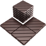 VANCASTLE Interlocking Floor Tiles, 12" x 12" Outdoor Flooring，All-Weather Waterproof Deck Tiles for Patio/Poolside/Garage/Gym, 1 Sq Ft Coverage per Tile, Easy to Install, Dark Brown/9 Pack VANCASTLE