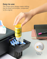 Hiipoo 580ML Sublimation Ink Refilled Bottlescompatible for ET2400 ET2720 ET2760 ET2750 ET4800 ET-2800 ET-2803 ET-2850 Inkjet Printers Heat Press Transfer on Mugs T-Shirts Hiipoo