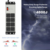 CCCEI Heavy Duty Power Strip Surge Protector 20 AMP, 8 Outlets 12 Gauge Industrial Shop Garage Metal Multiple Outlets, 6 FT Extension Cord 5-15P Adapter High Amp 6-20R T-Slot 20a for Appliance CCCEI