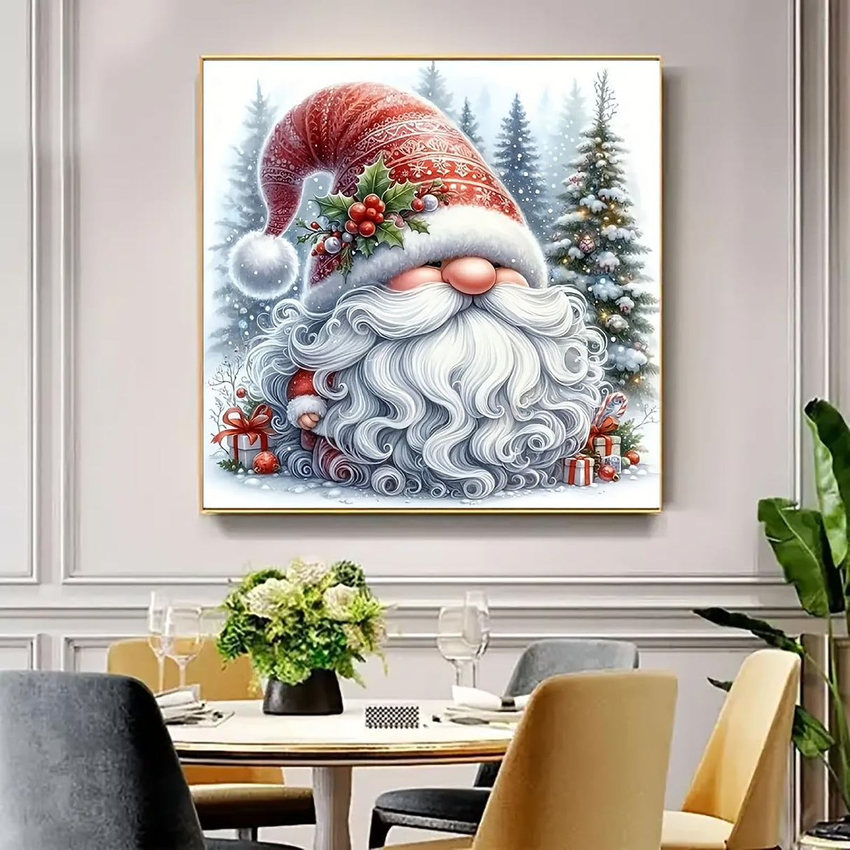 Christmas Gnome Tree Diamond Art Kits for Adults, 5D Winter Diamond Painting Kits for Adults Beginners, DIY Full Round Drill Diamond Dot Painting Gem Art Kits for Adult, Home Wall Decor 13.8x13.8 Inch VCLKDIY