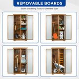 Outdoor Storage Cabinet Wood & Metal with Waterproof Roof, Garden Tool Shed with 3 Removable Shelves, 4 adjustable reinforced feet with metal brackets, 6 T-Hinge, magnetic door,15.6"D x 32.3"W x 66"H Gowoodhut