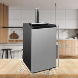 3.4 Cu.Ft. Kegerator, Keg Beer Cooler for Beer Dispensing with 4 Casters, CO2 Cylinder, Temperature Control, Drip Tray, Black Stainless Steel E-Macht