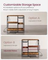 VASAGLE Baker's Rack, Coffee Bar Stand with Charging Station, Storage Shelves, Pull-Out Wire Basket, Table for Microwave, Kitchen, Rustic Brown UKKS036K01, 15.7 x 35.4 x 35.6 Inches VASAGLE