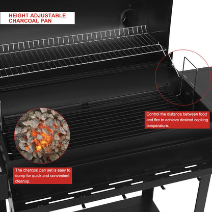 Royal Gourmet CC1830T 30-Inch Barrel Charcoal Grill with Warming Rack & Front Storage Basket, Outdoor BBQ Grill with 627 sq. in. Grilling Area for Backyard Barbecue Cooking Party, Black