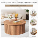 Fsbecl Fluted Lift Top Coffee Table with Hidden Storage, 31.6 Inch Round Coffee Tables for Living Room, Circle Wood Center Tables for Home (Walnut) Fsbecl