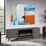 Realcozy Malibu Modern 95 inch Electric Fireplace TV Stand Entertainment Center with Fireplace, for TVs up to 105 inches, Solid Wood, White Finish Realcozy