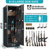 Marcree Gun Safe, Large Electronic 8-12 Gun Cabinet for Rifles and Shotguns, Digital Rifle Safe with Dual Alarm System, Guns Locker with Removable Shelf, Mute Function, Handgun Bag, Assemble Required Marcree