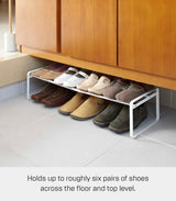Yamazaki Home Adjustable Shoe Rack - Spacesaving Storage Solution Steel One Size White YAMAZAKI