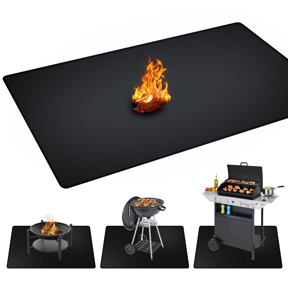 Rumlick 48 x 30 inch Under Grill Mats for Outdoor Grill, Double-Sided Fireproof, Oil and Waterproof Protective Mat for Grass and Deck, Outerdoor BBQ Mat Fire Pit Mat Fireplace Mat rumlick