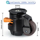 MOLIGOU Leveling Stem Casters, Retractable Leveling Casters with Ratchet Handle, Heavy Duty Workbench Casters, Total Load Capacity 2200 Lbs, 4 Pack MOLIGOU