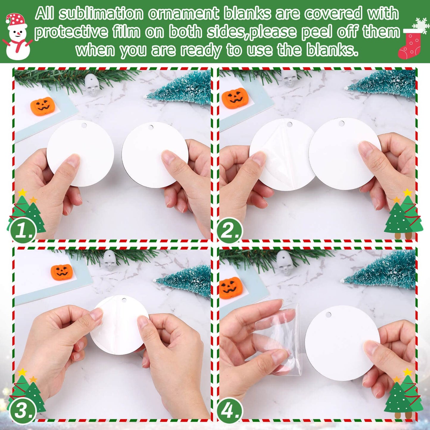 3" Sublimation Ornament Blanks, 50 Pieces Round Blank Sublimation Ornaments Sublimation Christmas Ornament Blanks for Christmas Tree Décor, DIY Handmade Crafts(3 inches)