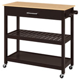 Yaheetech Kitchen Island Cart on Wheels with Bamboo Tabletop, 3-Tier Rolling Kitchen Island Microwave Cart with Drawer, Detachable Towel, 3 Hooks, 17″D × 37.5″W, Espresso Yaheetech