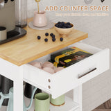 Shintenchi Kitchen Island Cart with Storage,Rolling Side Table on Wheels with Worktop,Single Door Cabinet and Drawer for Dinning Room, White Shintenchi