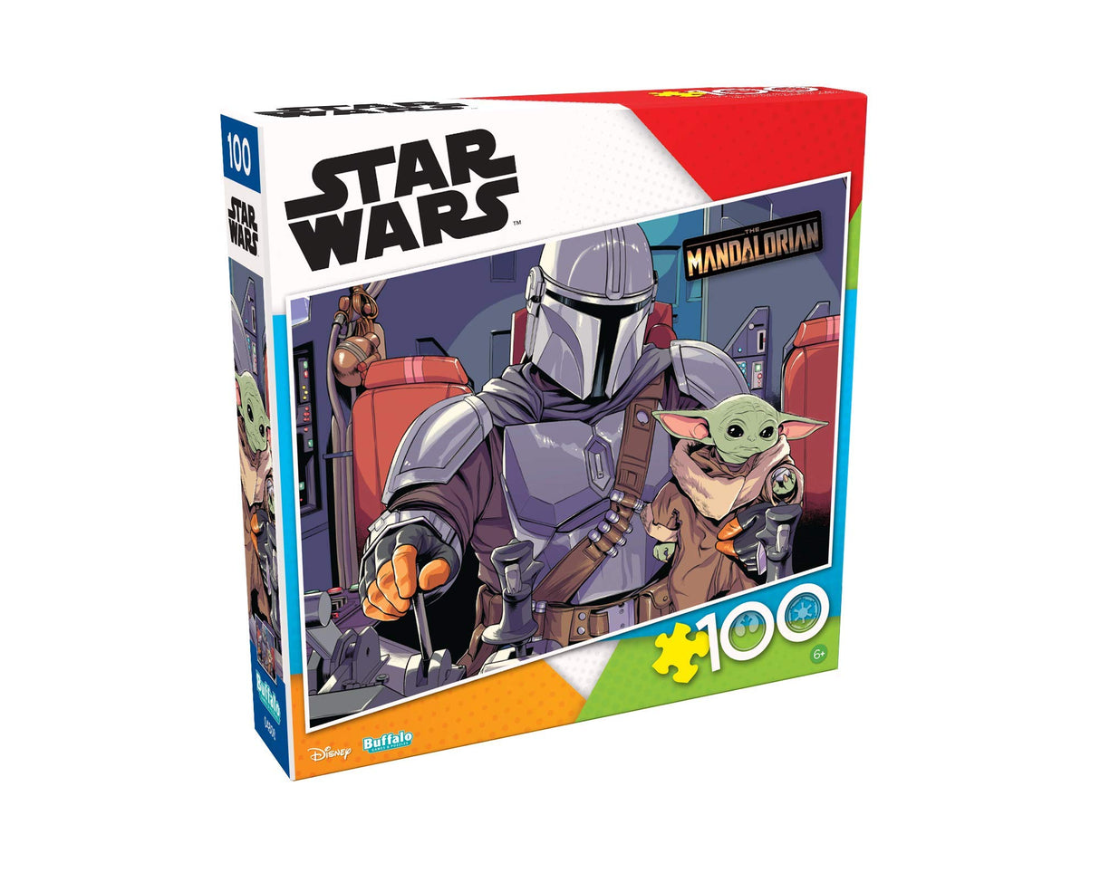 Buffalo Games - Star Wars - The Mandalorian and The Child - 100 Piece Jigsaw Puzzle for Families -Challenging Puzzle Perfect for Game Nights - Finished Size is 15.00 x 11.00 Buffalo Games