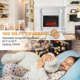 43 Inch White Electric Fireplace with Mantel, Stylish Heater for Your Living Room or Bedroom, Includes Remote Control and LED Flame Effects Cloud Mountain