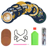 8 Pcs Diamond Painting Coasters, DIY Football Diamond Art Coasters Diamond Painting Kits for Beginners, Diamond Art Gift Craft Supplies Notre Dame Blue WoodArtSupply