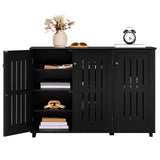 Yaheetech Shoe Storage Cabinet Floor Storage Organizer Wooden Cabinet with 3 Doors Adjustable Shelf for Entryway Living Room Home Office Black Yaheetech