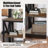 End Tables Living Room Set of 2, 16" D x 16" W x 24" H, Indoor End Tables Living Room with Storage Shelf, Square End Table Set of 2, X-Shaped Night Stands for Bedroom, Farmhouse Wood Side Tables TooCust