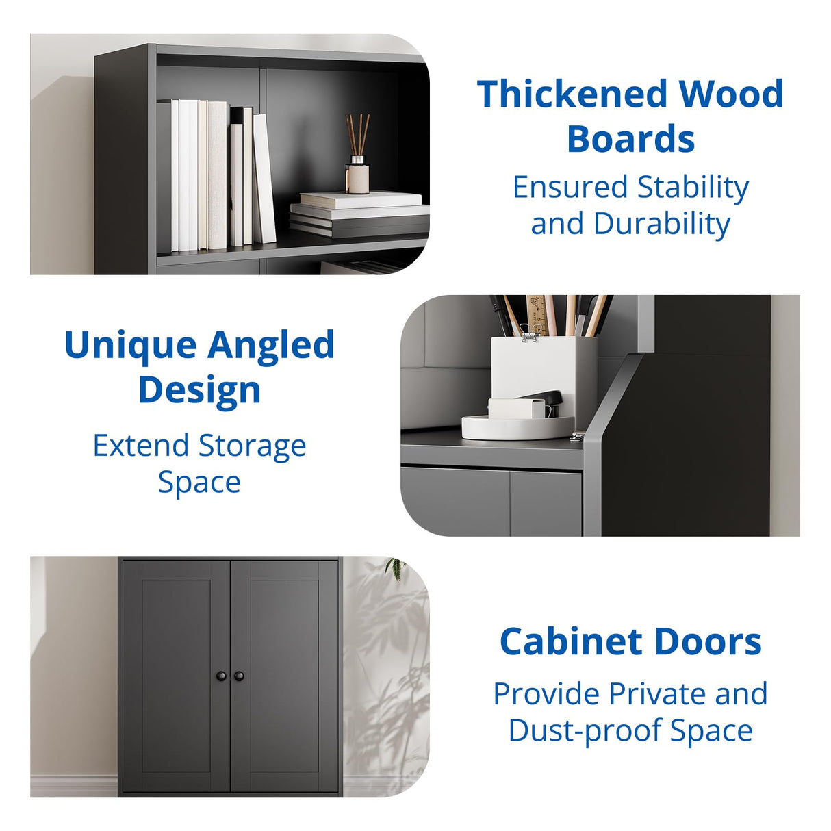 Cozy Castle 75" Tall Book Shelf and Bookcase with 2 Doors, Large 5-Tier Freestanding Bookshelf with 15.7" Depth Storage Cabinet and Adjustable Shelf for Living Room, Office, Bedroom, Black Cozy Castle