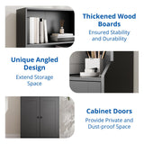 Cozy Castle 75" Tall Book Shelf and Bookcase with 2 Doors, Large 5-Tier Freestanding Bookshelf with 15.7" Depth Storage Cabinet and Adjustable Shelf for Living Room, Office, Bedroom, Black Cozy Castle