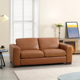 Naomi Home Oversized Genuine Leather Modern Loveseat Sofa - Small Love Seat Sofas Couch - Mid-Century Living Room Furniture Couch, Eco-Friendly Corner Loveseats - Tan Naomi Home