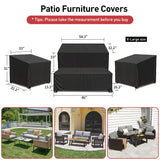 Patio Furniture Covers, 4 Piece Heavy Duty Waterproof Outdoor Furniture Cover with Windproof Buckle Strap, Rattan Wicker Patio Furniture Set Cover for Chair Sofa Black (Black, X-Large) CKCLUB