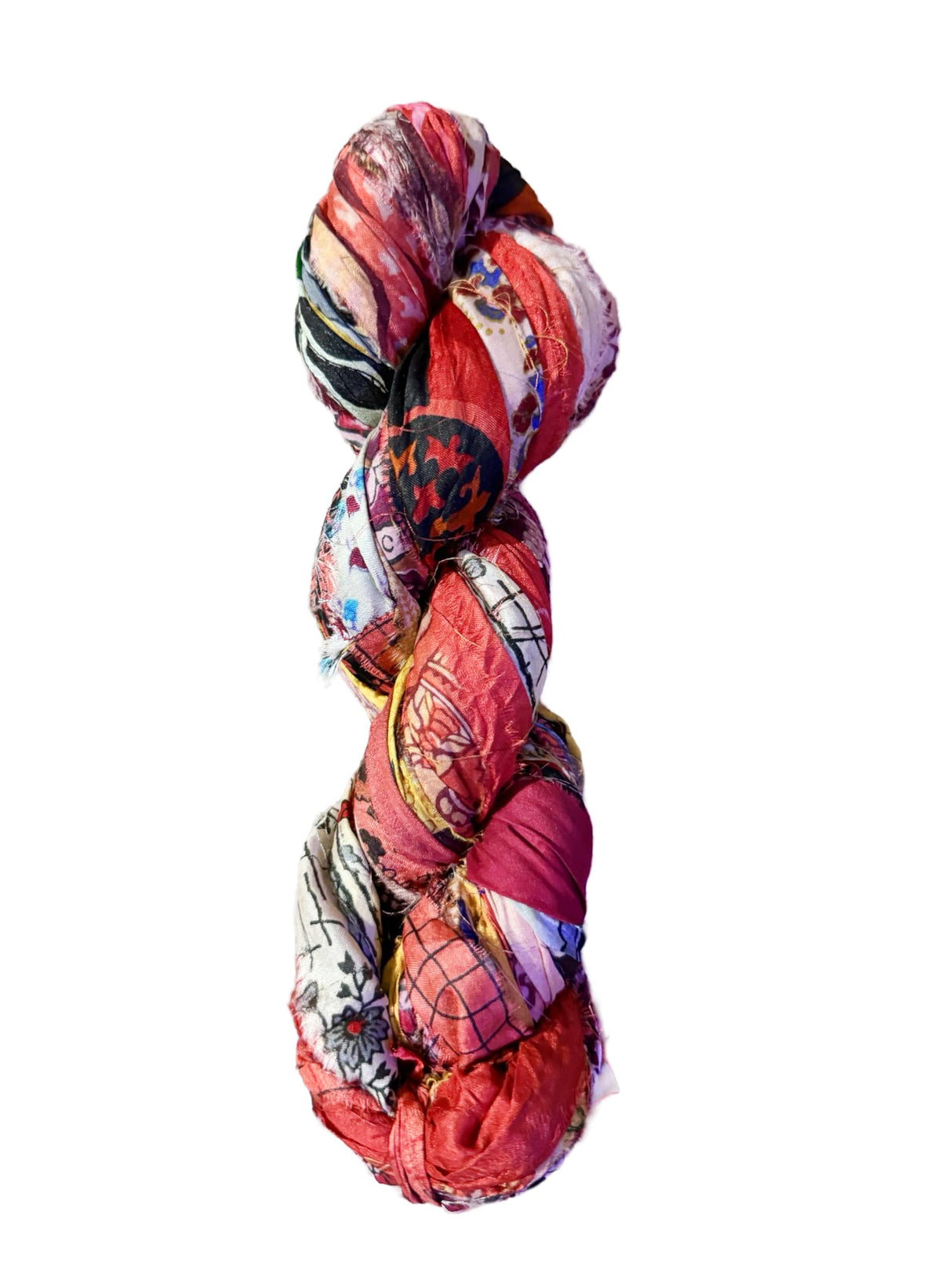 Maker's Craft Pattern Printed Sari Silk Ribbon Yarn 50 Yards, 100Grams for DIY, Knitting, Crocheting, Gift Wrapping, Christmas Decoration, Macrame Makers, Jewelry Making, Rugs Hooking Maker's Craft