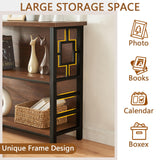 HOMISSUE Book Shelf, 3 Tier Deep Bookshelf with Storage, Engineered Wood and Metal Shelf Bookcase, Low Short Bookcases for Small Space, Living Room, Bedroom, Office, Rustic Brown HOMISSUE