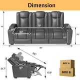 Jocisland Home Theater Seating, Movie Loveseat Recliner Chair with USB Wireless Charging, 3 Theatre Seats Couch Sofa for Media Room w/Electric Headrest, LED Light, Fold Down Table Jocisland