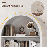 Vividwood 6-Tier Farmhouse Arched Bookshelf Bookcase with Doors, 70" Tall Storage Cabinet and Display Shelves, Open Shelves for Living Room or Office, White Vividwood