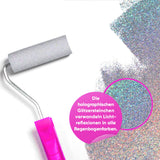 Glitter for Paint [5.3oz] – Holographic Silver with 2 x Buffing Pads – Glitter for Painting Walls for Luminous Paint Finish on Interior or Exterior Walls, Ceilings, and Wood - Glitter Paint Additive FBGC