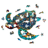KAAYEE Wooden Jigsaw Puzzles-301pcs 14.9 * 12.6in Sea Turtle Wooden Jigsaw Puzzle for Adult,Nicely Packaged for Gift, Challenging Unique Shape Jigsaw Pieces KAAYEE
