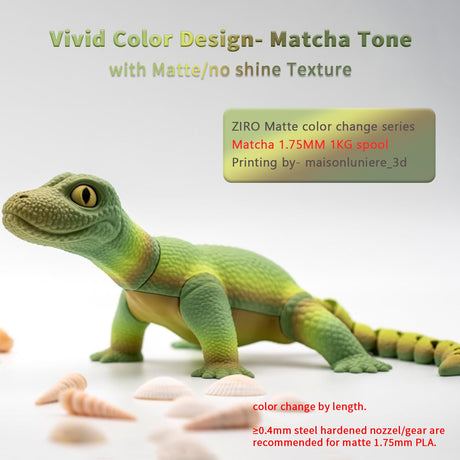 ZIRO 3D Printer Filament, Matte PLA Filament 1.75mm,No-Shine Multicolor Rainbow PLA for 3D Printing, Fit for Most FDM Printers, 1KG/2.2lbs Spool, Matcha ZIRO