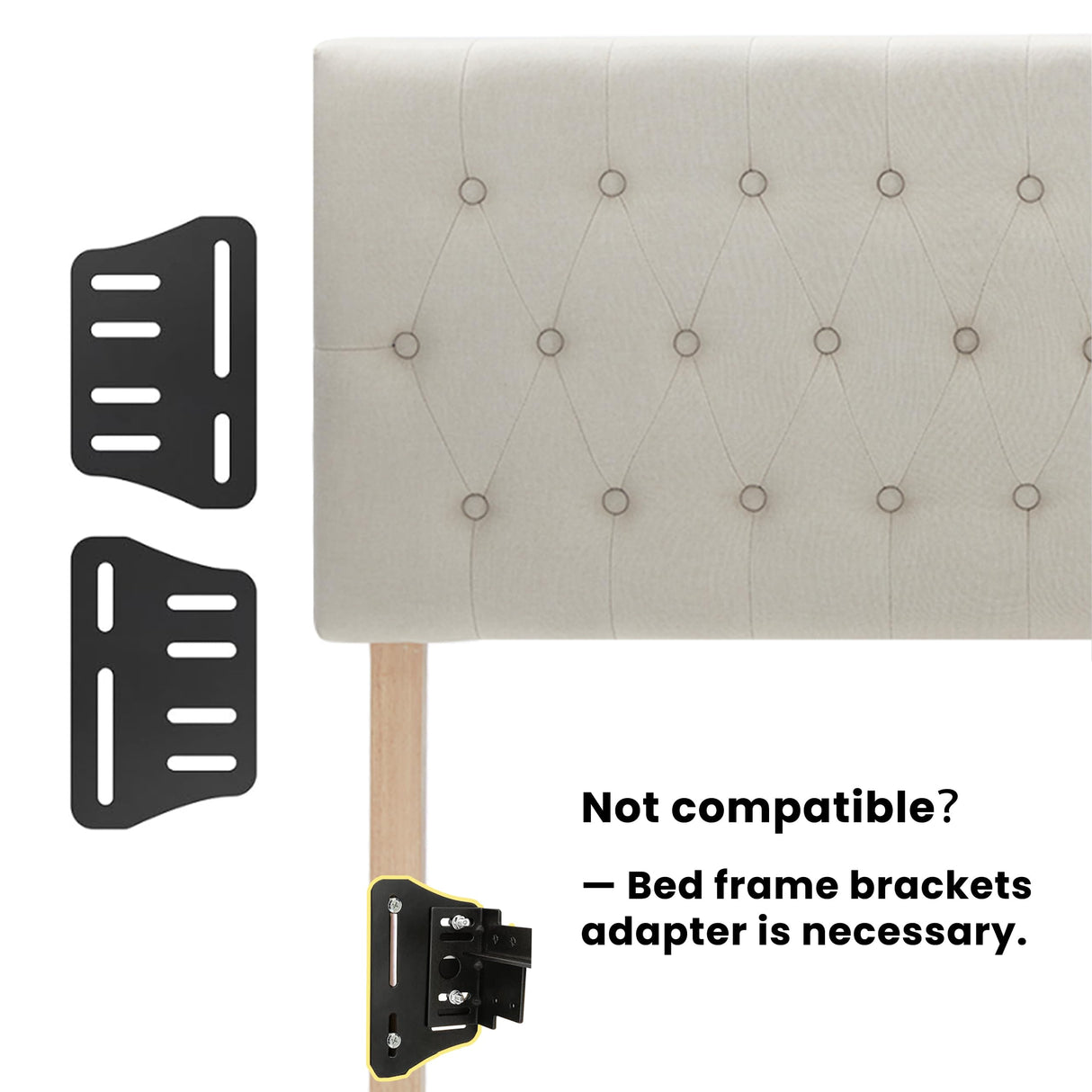 Kingfun Tufted Upholstered Queen Size Bed Headboard in Modern Button Design, Adjustable Solid Wood Head Board, Premium Linen Fabric Padded Headboards in Bedroom (Beige, Queen) Kingfun