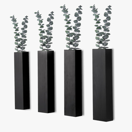 Hukalw Wall Planters for Indoor Plants, Set of 4 Black Modern Farmhouse Wood Wall Decor for Indoor Plants, Hanging Planter for Living Room, Bathroom Wall Decor, Dried Flowers and Faux Greenery Hukalw