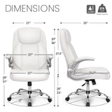 NEO CHAIR Ergonomic Office Chair PU Leather Executive Chair Padded Flip Up Armrest Computer Chair Adjustable Height High Back Lumbar Support Wheels Swivel for Gaming Desk Chair (White) NEO CHAIR