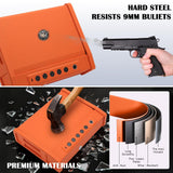 Portable Smart Biometric Gun Safe with Carry Handle, Carbon Steel, Fingerprint Scanner, App Control, Digital Keypad for Home and Car, 15.5×11.4×4.7 Inch-Wine Red aeltlalae