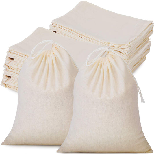 Tatuo 50 Pieces Muslin Bags Cotton Drawstring Bags Sachet Bag for Home Supplies (8 x 10 Inches)