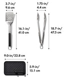 OXO Good Grips Grilling, 3pc Set - Tongs, Turner and Tool Rest, Black OXO