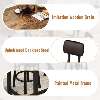 Lamerge Industrial Wood Bar Table Set with 4 Ergonomic Chairs - Space-Saving Kitchen Dining Furniture - WoodArtSupply