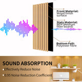KVENI Acoustic Wood Slat Wall Panels - Modern Wood Panels for Wall, 3D Fluted Sound Absorbing Panel with Wood Finish, Noise Cancelling & Absorbing Wooden Panels, 94.49” x 13” Each, 0.82” Depth (2Pcs) KVENI