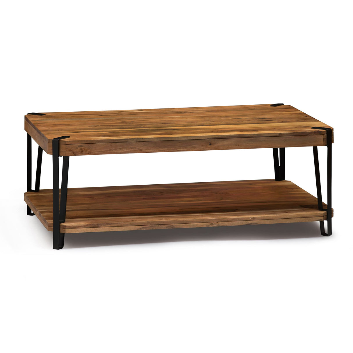 Ryegate 42-Inch Coffee Table – Solid Acacia Wood Live Edge Top with Lower Shelf and Metal Frame Base – Rustic Industrial Modern Living Room Center Table by Alaterre Furniture (Natural) Alaterre Furniture